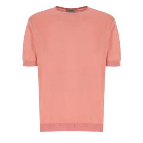 John Smedley Korallrosa Crew Neck T-shirt Pink, Herr