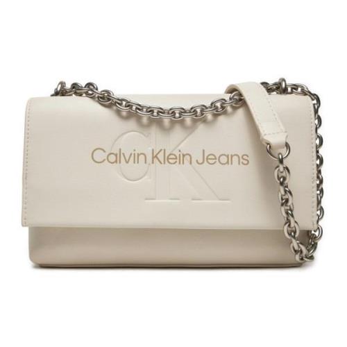 Calvin Klein Jeans Eco-Läder Flapväska med Kedja Beige, Dam