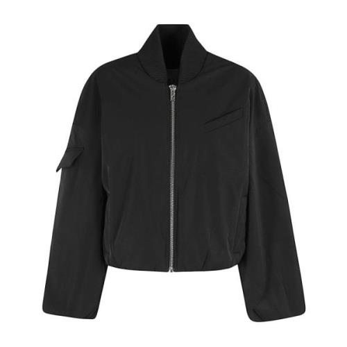 Ganni Oversized Short Bomber Jacket Black, Dam