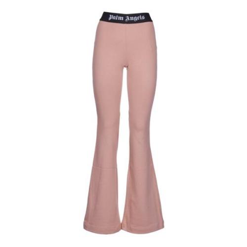 Palm Angels Flared-leg sweatpants med tryckt logotyp Pink, Dam