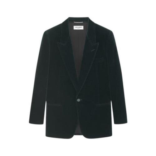 Saint Laurent Grön Sammet Bomull Blazer Green, Herr