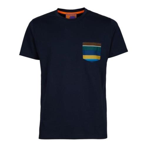 Gallo Italiensk Bomull T-shirt med Multifärgade Ränder Multicolor, Her...