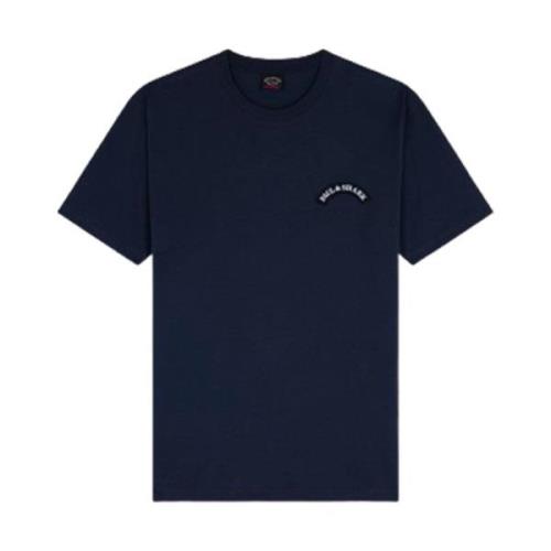 Paul & Shark Bomull Shark Print T-Shirt (Blå) Blue, Herr