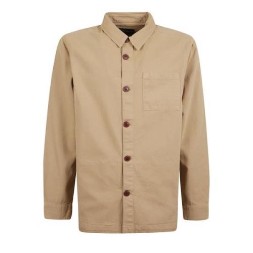 Barbour Sten Tvättad Bomullsskjorta Klassisk Krage Beige, Herr