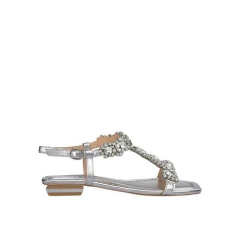 Alma EN Pena Platt sandal med strass Gray, Dam