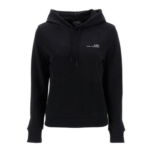 A.p.c. Hoodie med logotryck i lätt bomullsjersey Black, Dam