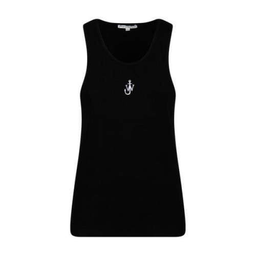 JW Anderson Svart Tanktopp med Olympisk Halsringning Black, Dam