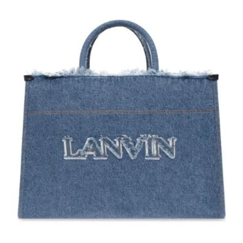 Lanvin Snygg Tote Bag med Rem Blue, Dam