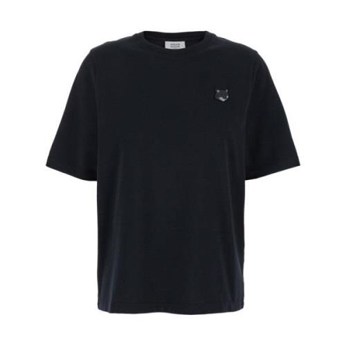 Maison Kitsuné Fox Head Patch Svart T-shirt Black, Dam