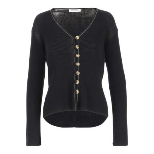 By Malene Birger Bomullsblandning V-ringad Cardigan Svart Black, Dam