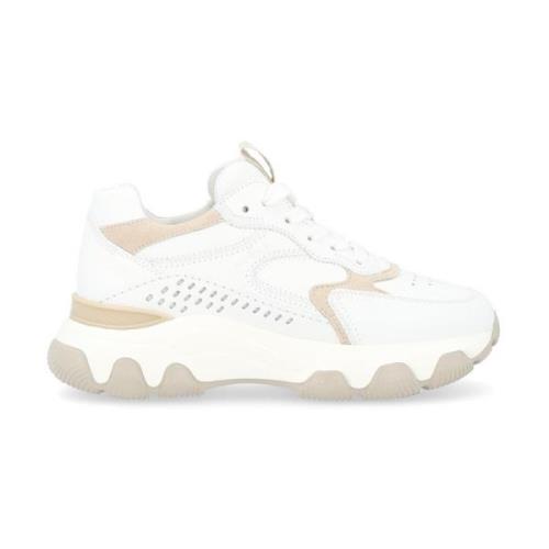 Hogan Vita och beige lädersneakers Hyperactive modell White, Dam