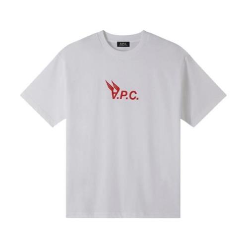 A.p.c. Kortärmad Bomull Logo T-shirt White, Herr