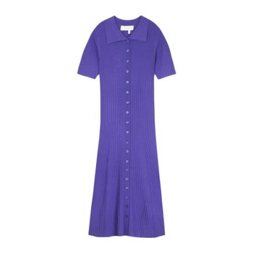 Remain Birger Christensen Ella Stickad Midi Klänning Purple, Dam