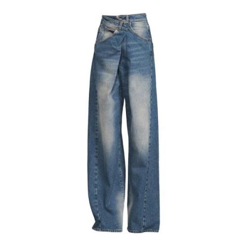 Darkpark Fold-Over Denim Jeans Blue, Dam