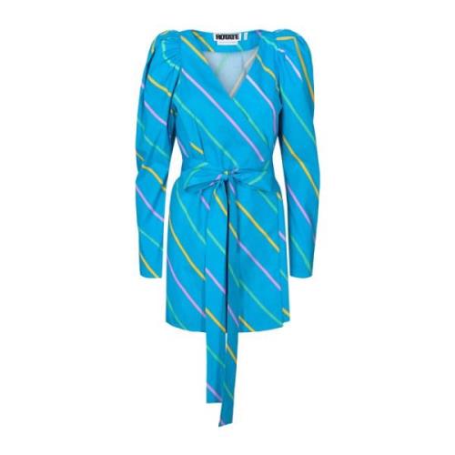 Rotate Birger Christensen 80-tals Stripe Bridget Wrap Klänning Blue, D...