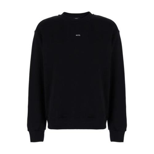 A.p.c. Svart Crewneck Tröja med Logotyp Black, Herr