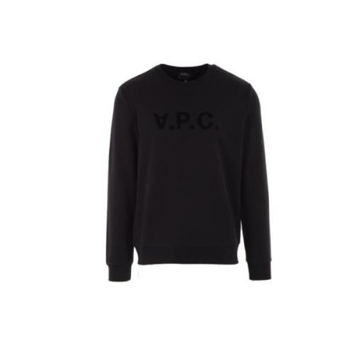 A.p.c. Svart Bomull Jersey Logo Tröja Black, Herr