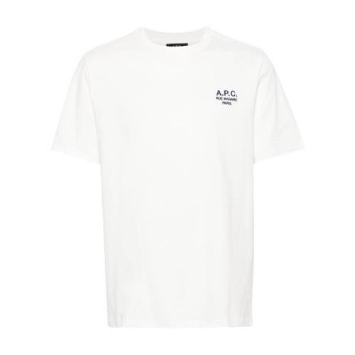 A.p.c. Ekologisk Bomull Logo Broderad T-shirt White, Herr
