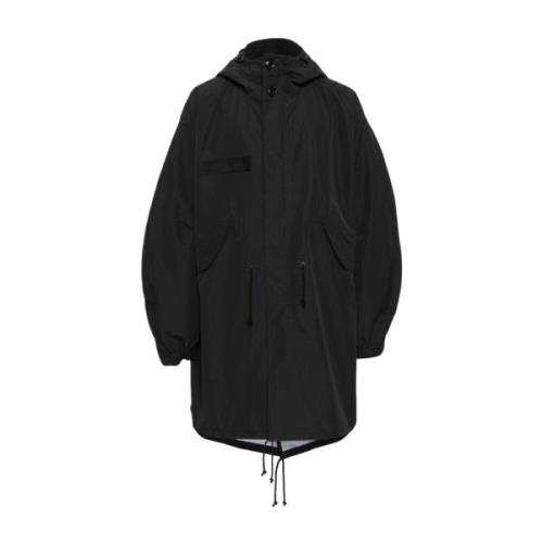 Comme des Garçons Svart Huva Jacka med Bandkant Black, Herr