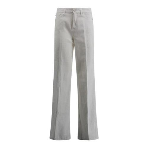 7 For All Mankind Högmidjade Utställda Linnejeans Beige, Dam