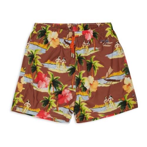 Gallo Tobaksbrun Hawaii Badshorts Multicolor, Herr