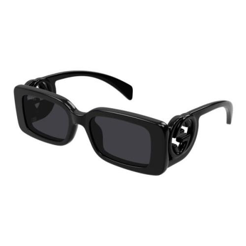 Gucci Rektangulära solglasögon Trendy Urban Style Black, Unisex