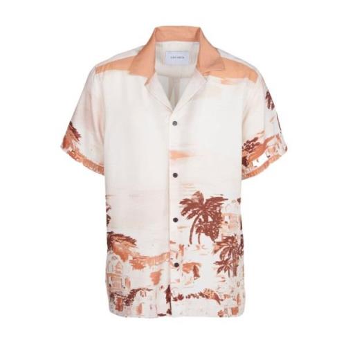 Les Deux Cuban Collar Shirt - Print - Short Sleeve Multicolor, Herr