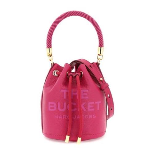 Marc Jacobs Präglad Logotyp Läder Bucket Bag Pink, Dam