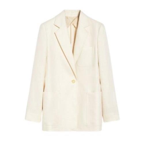 Max Mara Ivory Linne Blazer Jacka Beige, Dam