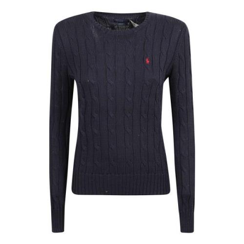 Ralph Lauren Navy Cable Knit Sweatshirt Blue, Dam