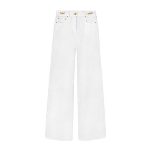 Versace Vit Denim Flared Jeans med Medusa Head White, Dam