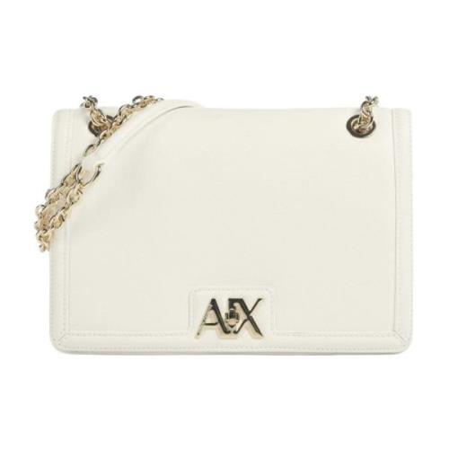 Armani Exchange Vit Axelväska Spalmato Tyg White, Dam