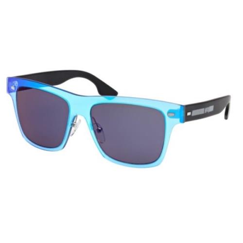 Alexander McQueen Blå/svart spegelglasögon Mq0008S-003 Blue, Unisex