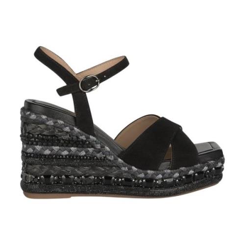 Alma EN Pena Rhinestone Kil Sandal med Flätad Detalj Black, Dam