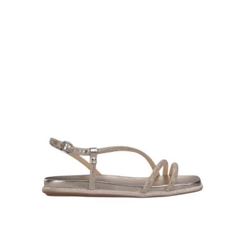 Alma EN Pena Glitter Platt Sandal Yellow, Dam