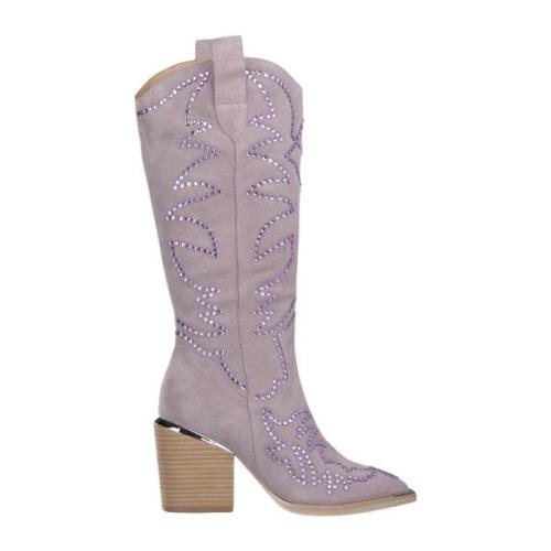 Alma EN Pena Glitter Cowboy Boot med klack Purple, Dam