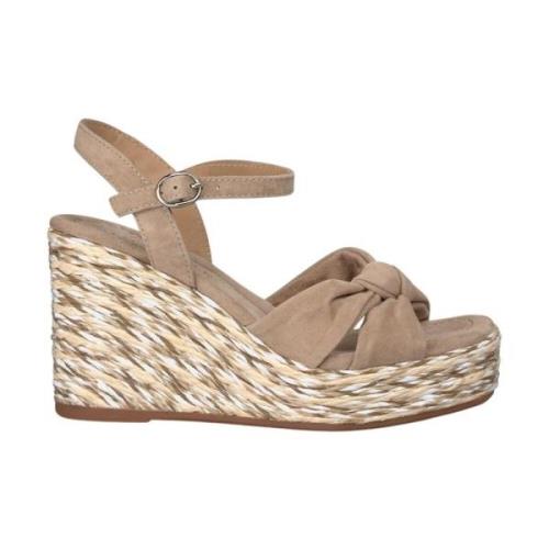 Alma EN Pena Flätad Kil Sandal Brown, Dam