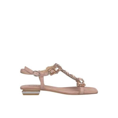 Alma EN Pena Platt sandal med strass Pink, Dam