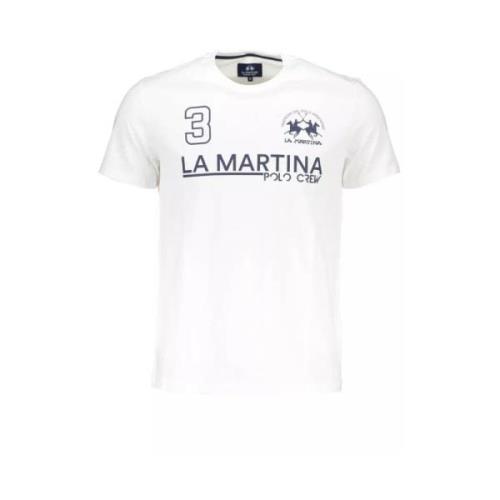 La Martina Vit Bomull T-Shirt, Korta ärmar, Normal Passform, Rund Hals...