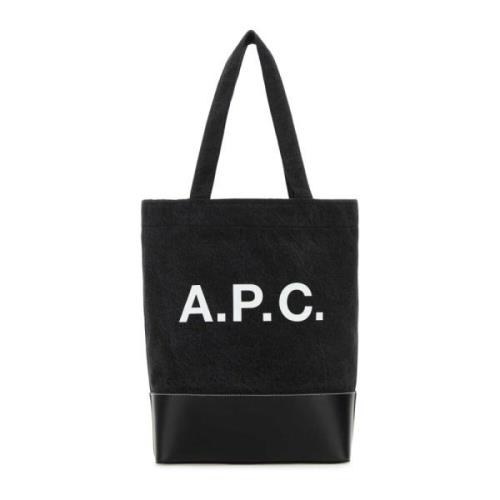 A.p.c. Denim Läder Shoppingväska Black, Dam