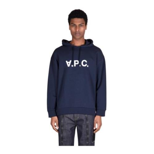 A.p.c. Bomullsweatshirts för avslappnad stil Blue, Herr