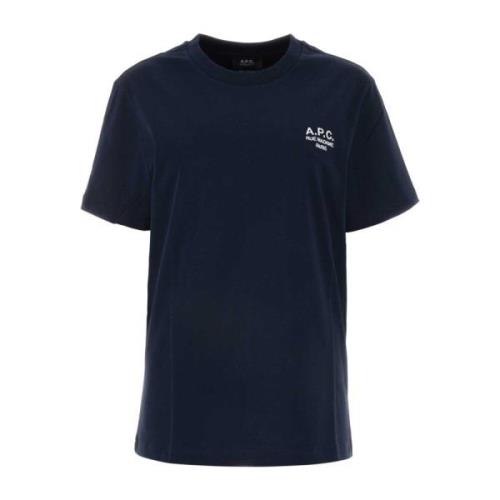 A.p.c. Midnight Blue Bomull T-shirt Blue, Dam