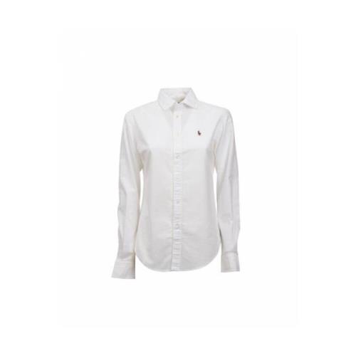 Polo Ralph Lauren Långärmad knapp framsida skjorta White, Dam