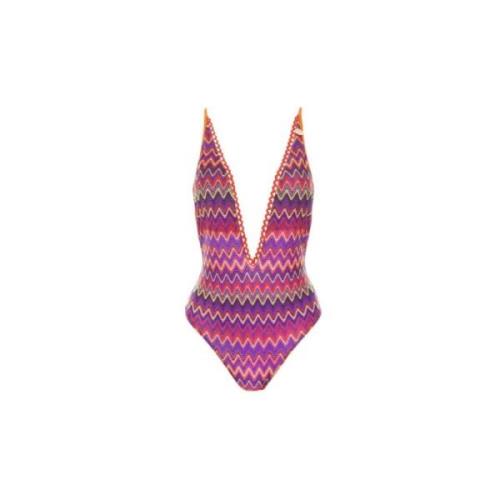 4Giveness Mönstrad Monokini med Korsrygg Multicolor, Dam