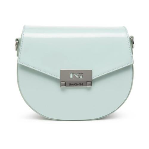 Nerogiardini Läder Crossbody Väska med Clip Stängning Green, Dam