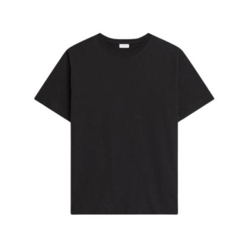 Dries Van Noten Svart Crew Neck Bomull T-shirt Black, Herr