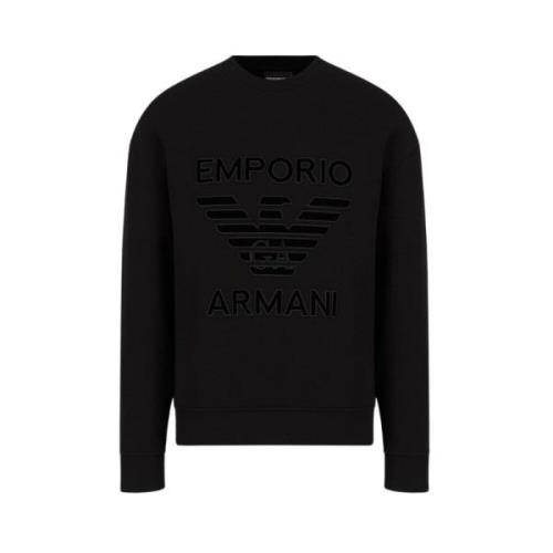 Emporio Armani Rundhalsad Sweatshirt Black, Herr