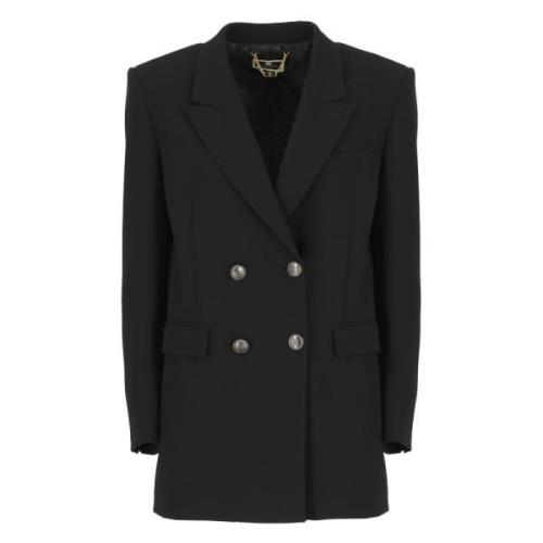 Elisabetta Franchi Svart Dubbelknäppt Blazer för Kvinnor Black, Dam