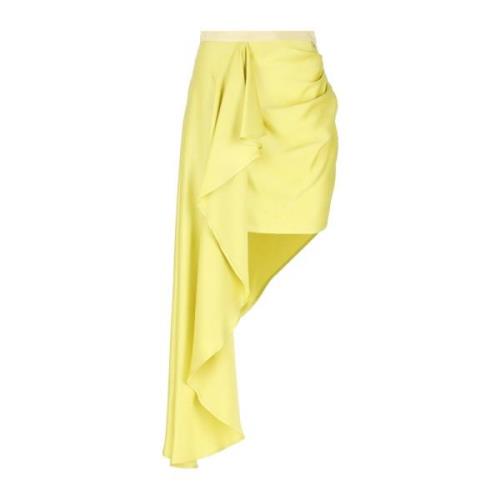 Elisabetta Franchi Gul Draperad Asymmetrisk Minikjol Yellow, Dam