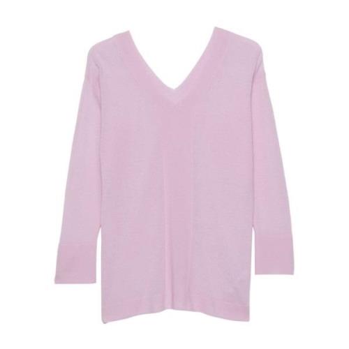 Malo Lila Cashmere V-ringad Tröja Pink, Dam